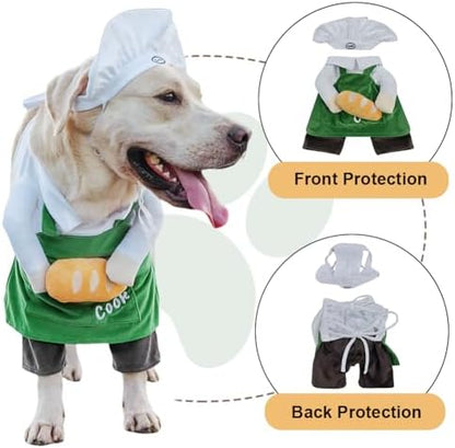 Dog Halloween Vampire Devil Cloak Cape, Red Black Classic Pet Costume for Small Medium Large Dogs, Holiday Cosplay Special Events (Chef-Green, B4) - Image 2