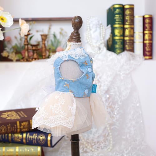Fashion Sweet Puppy Dog Blingbling Princess Skirt Pet Dog Lace Cake Camisole Tutu Dress I-Blue L - Image 3
