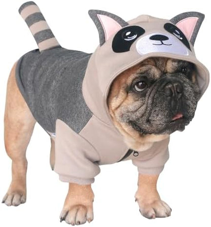 iChoue English Bulldog Halloween Raccoon Costume Clothes Hoodie Outfit, XXL by IAMAFRENCHIE