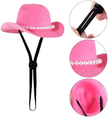 Pet Cowboy Costume Accessories Halloween Costumes for Small Pet Dogs Cat Cowboy Hat for Dogs and Bandana Scarf Halloween Party Western Cosplay Accessories (Pink, Small) - Image 4