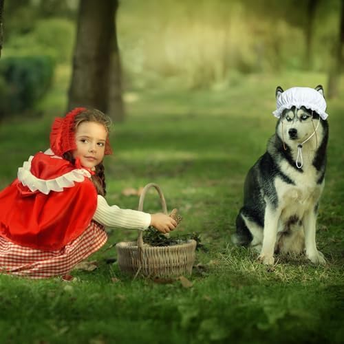 Haysandy 2 Pcs Halloween Dog Old Lady Costume Mop Cap Grandma Glasses - Image 3