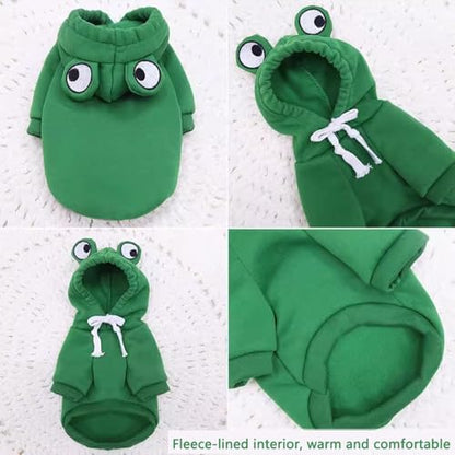 Pet Clothes Dog Hoodies Warm Sweatshirt Coat Frog Shape Conjoined Costumes for Spring Autumn Winter French Bulldog Poodle - Image 3