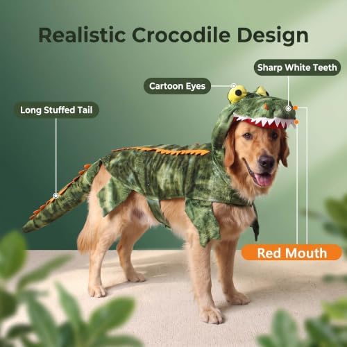 Large Dog Halloween Crocodile Dinosaur Costume Outfits Cosplay,XXL - Image 7
