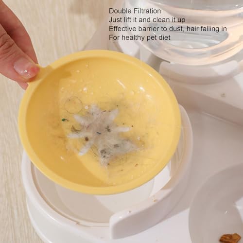 Automatic Cat Feeder and Water Dispenser Set, Pet Food Water Dispenser, Automatic Dog Feeder and Dog Water Dispenser, 2 in 1 Large Capacity Detachable Automatic Cat Waterer Feeder for Dog(Yellow)