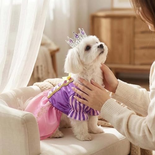 Dog Princess Dress with Crown,Pet Halloween Costume Outfit,XL - Image 3