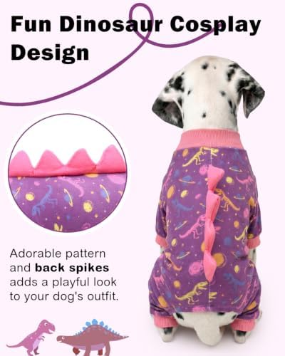 CuteBone Dinosaur Costume Dog Pajamas, Stretchy Spandex Crystal Velvet Sleepwear Coat for Small Dogs, Soft & Warm Pet Outfit Clothes for Cold Weather, Cozy Pullover Design COSP26XL - Image 2