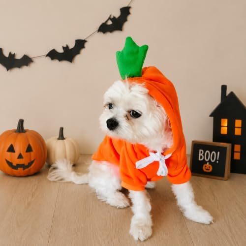 Dog Christmas Halloween Costumes,Dog Hoodies for Small Dogs Cats, Cat Puppy Outfits,Yorkie Chihuahua Pomeranian Clothes (X-Large, Orange-Carrot) - Image 4