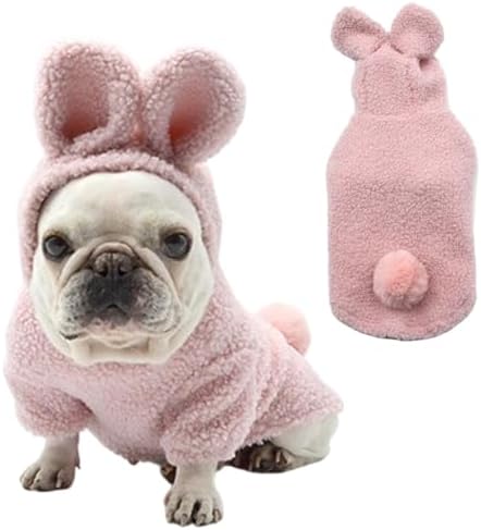 Adorable Plush Bunny Pet Costume - Soft & Warm with Removable Pom-Pom Tail – Perfect for Easter, Halloween, and Everyday Wear (Pink & Blue) by Lamiaraga