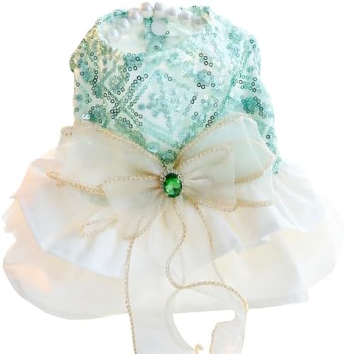 Fashion Sweet Puppy Dog Blingbling Princess Skirt Pet Dog Lace Cake Camisole Tutu Dress D-Green M - Image 2