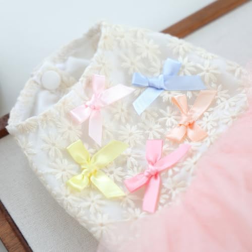 Handmade Floral Dog Dress with Bow, Princess Lace Pet Dress for Small Dogs and Cats, Lightweight Puppy Outfit N-Bowknot X-Small - Image 3