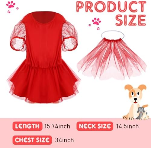 2 Pcs Halloween Dog Beetle Costume, Red Tulle Dress Black Wig - Image 2