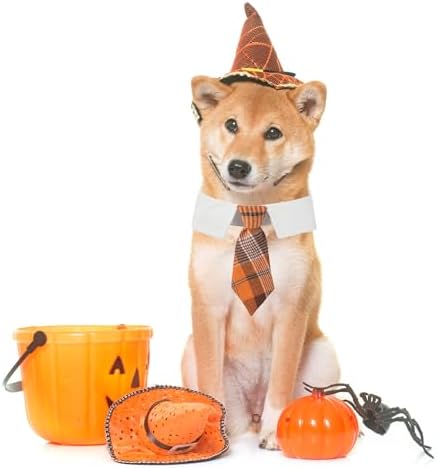 ADOGGYGO Fall Dog Neck Tie, Plaid Thanksgiving Dog Tuxedo Costume, Large - Image 3