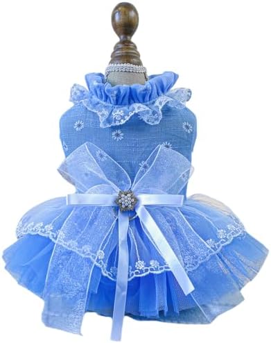 Fashion Sweet Puppy Dog Blingbling Princess Skirt Pet Dog Lace Cake Camisole Tutu Dress F-Blue S by MaruPetyourkidsfriends
