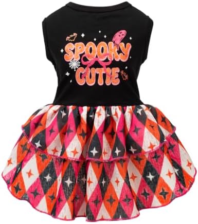 Fitwarm Spooky Cutie Halloween Dog Dress, Cute Halloween Costumes for Small Girl Dogs, Playful Pet Outfit, Black, Pink, White, Orange, XS by Fitwarm
