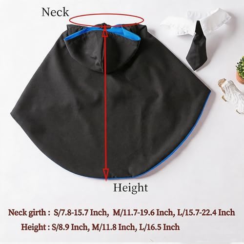Dog Halloween Magician Costume Set, Cat Wizard Cloak with Hood, Tie & Glasses, Pet Cosplay Outfit for Halloween Party, Puppy Witch Costume for Small Dogs (Blue, Medium) - Image 5
