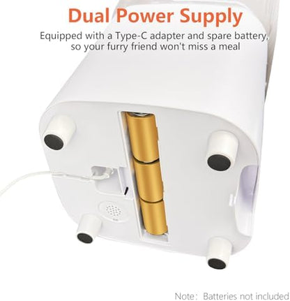 Cat Feeder Automatic, Automatic Cat Feeder WiFi with Remote Feeding Cat Food Dispenser for 2 Cats, 5L Pets Timed Automatic Feeders with Dual Power Supply