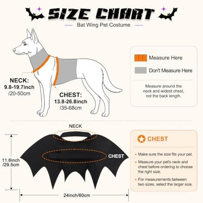Halloween Dog Costume Glow in The Dark Black Bat Wings Adjustable M or L - Image 2