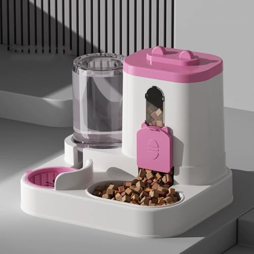 Automatic Pet Feeder and Water Dispenser, Large Capacity Self-Feeding for Small and Medium Dogs, No Electricity Needed, Siphon Device Prevents Water Overflow (A)
