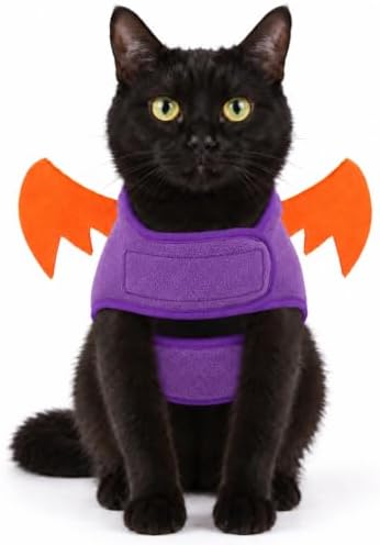 PUMYPOREITY Cat Halloween Costume with Bat Wings, Fleece Dog Costume by PUMYPOREITY