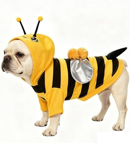Relibeauty Dog Bee Costume, Cute Cat Bumblebee Outfit with Cap and Wings for Halloween Themed Party, Yellow, L - Image 2