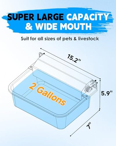 PETIMI Automatic Dog Water Dispenser, 2 Gallons 304 Stainless Steel Dog Water Bowl for Indoor/Outdoor, Large Water Bowl for Pets & Livestock, Anti Tip, Wide Mouth, Water Auto Fill, Fit GHT 3/4" Faucet