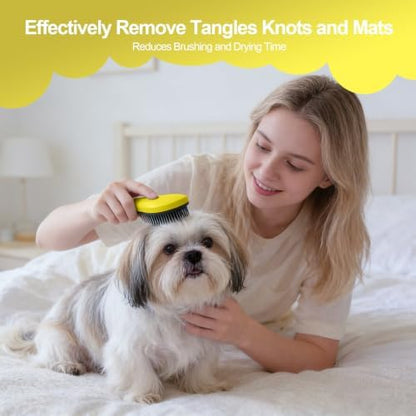 Small Dog Brush, Skin-friendly Soft Bristles (Yellow) - Image 7