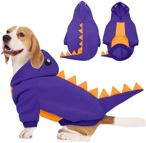 Lelepet Dog Dinosaur Costume Large Dog Halloween Costume Warm Fleece Hoodie by LeLePet