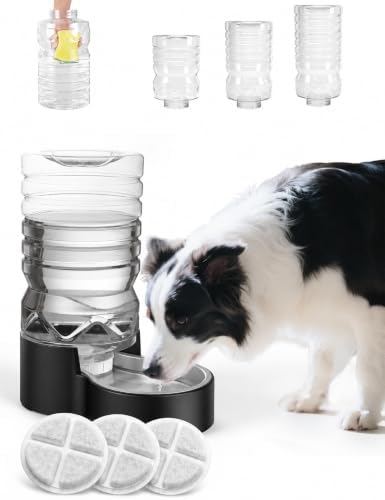 Heouvo 2.1 Gal Gravity Dog Water Dispenser, Wide-Mouth, 3 Filters, Black