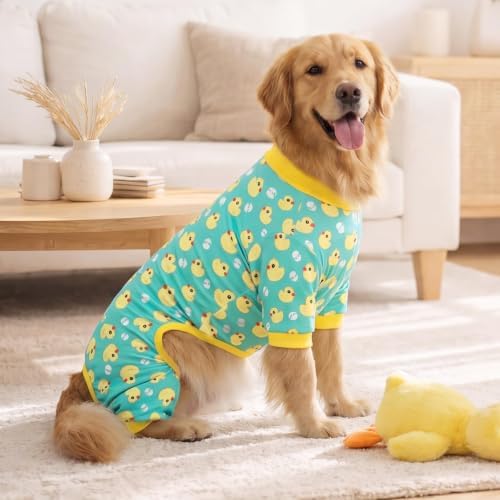 XPUDAC 4 Pieces Dog Pajamas for Large Dogs Pjs Clothes Puppy Onesies for Doggie Duck Shirts Sleeper for Pet Cats Jammies-5XL - Image 2