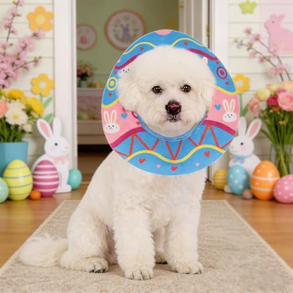 KOOLTAIL Dog Easter Outfit, Bunny Hat & Scarf Costumes Set for Small Medium Dogs,Funny Pet Holiday Rabbit Easter Egg Design Collar Headband, Puppy Large Cat Cosplay Party Apparel Accessory,Pink&Blue M - Image 5