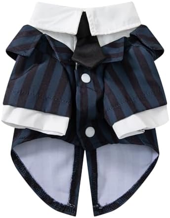 Halloween Dog Costume Pet Dog Black School Uniform Cute Dress Up (Blue, L) - Image 3