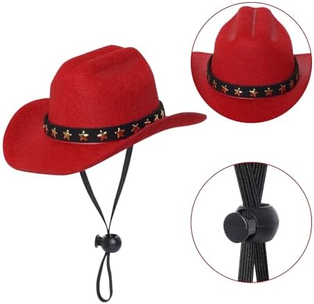 choyaxo Pet Cowboy Costume Cosplay Cap Halloween Costumes for Dogs Cat Pet Party Decoration Mini Cowboy Hat (Red, Small) - Image 2