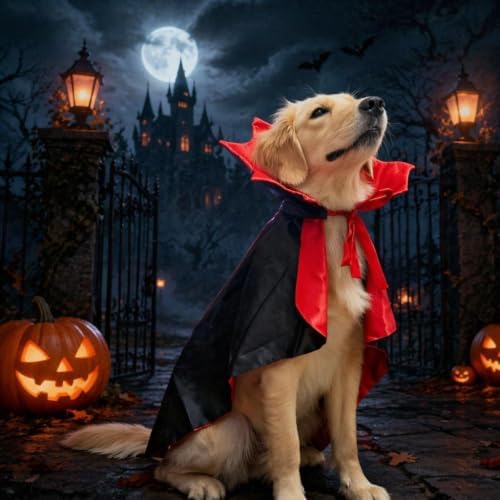 Golden Retriever Halloween Costume, Extra Large Dog Vampire Cape Cloak for Great Dane German Shepherd, Big Dog Halloween Costumes XL(Vampire,XL) - Image 4
