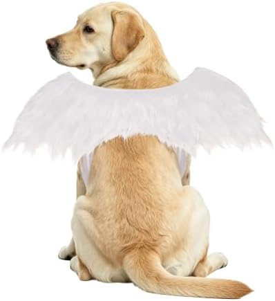 ADOGGYGO Angel Wings Dog Costume, White Faux Fur Halloween Dog Wings, Large by ADOGGYGO