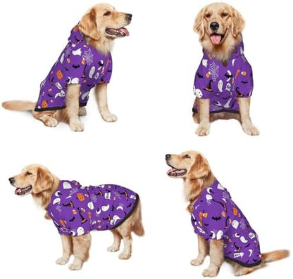 Halloween Dog Costume Purple Ghost Halloween Cosplay Clothes Sweaters Outfits Pullover Pets' Sweatshirt Hoodies with Pocket for Medium Large Dogs-L - Image 2