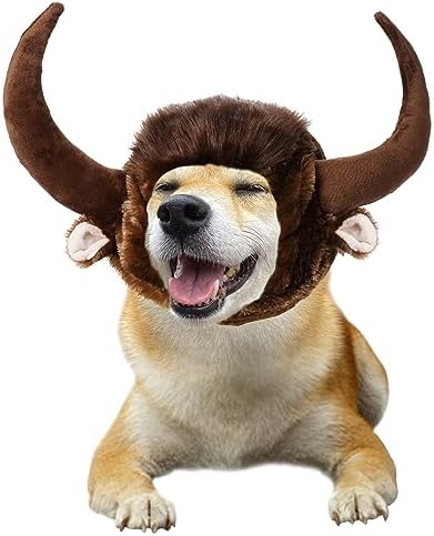 Dog Horn Wig for Halloween Christmas, Funny Pet Bull Costumes for Dog Cat, Pet Clothing Accessories by Hmxpls