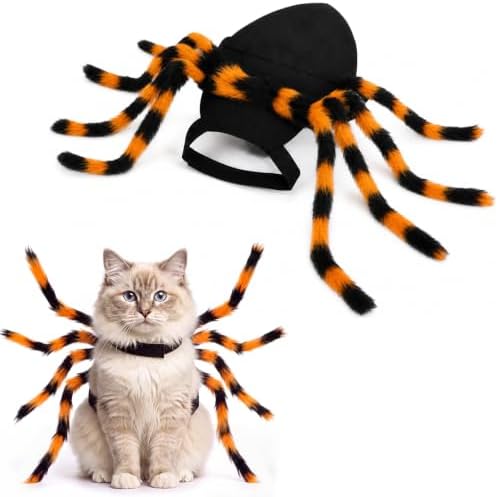 Huhumy Halloween Spider Costume with Safety Harness for Pets, Orange, S by Huhumy