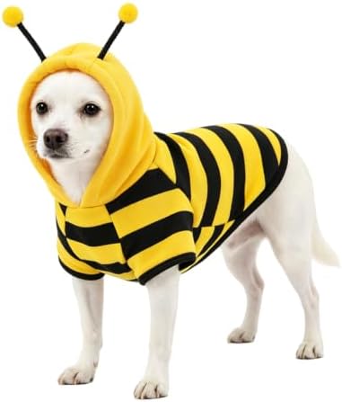 Fleece Lined Bumble Bee Design Dog Hoodie Costume with Antennae, XS - Image 5