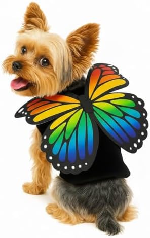 Butterfly Pet Halloween Costume with Wings - Small to Medium-Large Breed Funny Clothes Outfit Apparel (Large) by POPERIE