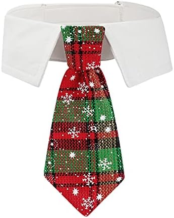ADOGGYGO Christmas Dog Necktie Pet Tuxedo Christmas Dog Neck Tie Collar with Red Green Plaid Tie for Small Medium Large Dogs Pets (Small, Red & Green) by ADOGGYGO