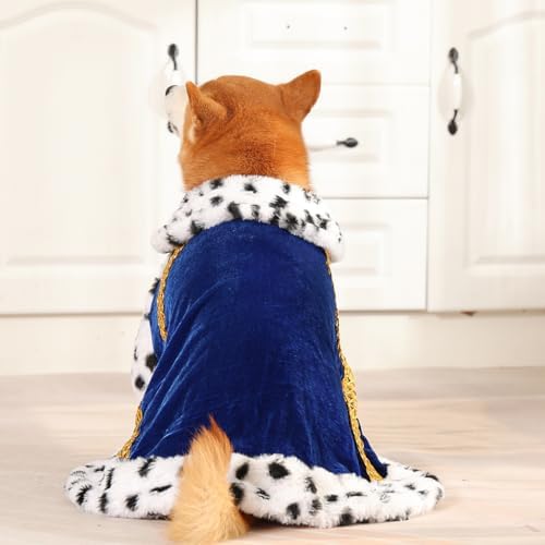 Lovelyshop Royal Velvet Pet Cloak with Fur Trim for Cats & Dogs, Blue, M/Regular - Image 2