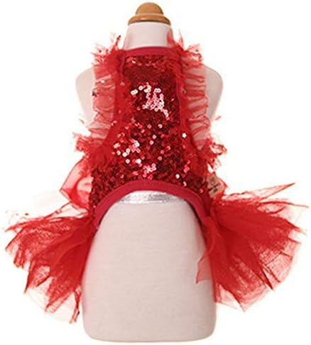 Fashion Sweet Puppy Dog Blingbling Princess Skirt Pet Dog Lace Cake Camisole Tutu Dress Red XX-Small - Image 2