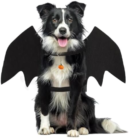 Dog Bat Wings Costumes for Dogs Halloween Party Pet Outfit Black XL by FUTERLY