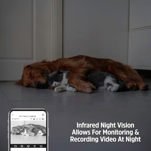 Energizer Smart Pet Treater with 2K Video Camera, 2-Way Audio, Night Vision, 5 Ghz & 2.4 Ghz Dual Band Wi-Fi, Motion Tracking, Recorded Messages, Dogs & Cats Remote Feeding, Cloud/MicroSD Card Storage