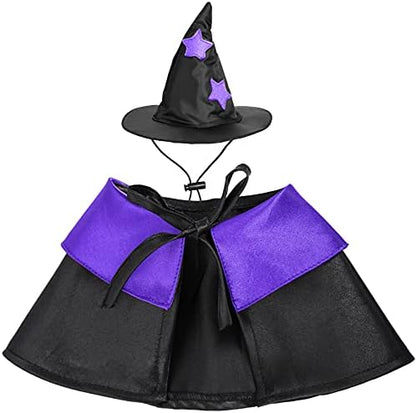 Dxhycc Halloween Pet Costume Cat Wizard Costume Funny Wizard Cat Clothes Cloak and Hat for Small Dogs Outfits - Image 4