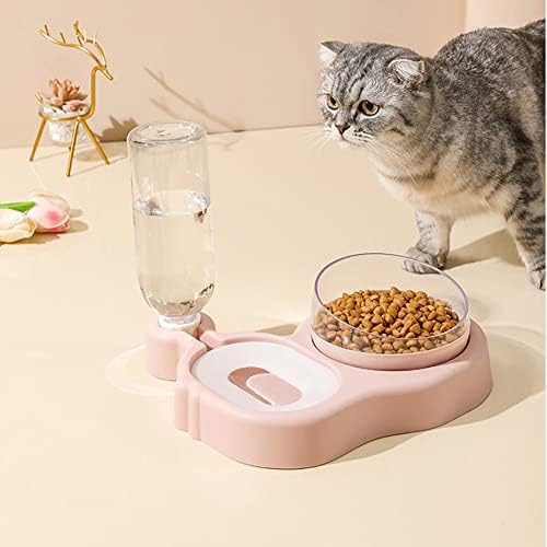 Love Dream 2-in-1 Dog Cat Bowls, 15°Tilted Cat Food and Water Bowl Set