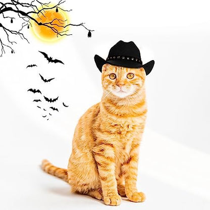 choyaxo Pet Cowboy Costume Cosplay Cap Halloween Costumes for Dogs Cat Pet Party Decoration Mini Cowboy Hat (Black, Large) - Image 6