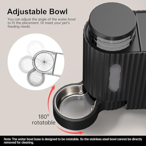 Gravity Automatic Cat Feeder, Water & Food Dispenser Set, Stainless Bowls