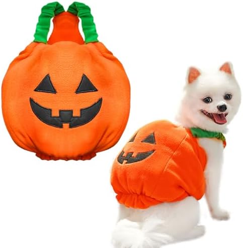 PETCARE Funny Pumpkin Dog Halloween Costume Pet Dog Cat Thick Plush Pumpkin Decoration Shirt Clothes for Small Medium Dogs Cats Puppy Cute Halloween Party Cosplay Dress Up Outfits by PETCARE