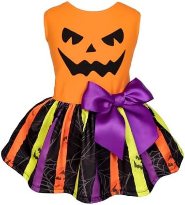 Fitwarm Halloween Pumpkin Dog Dress, Funny Dog Halloween Costumes, Doggy Clothes for Small Dogs Girl, Pet Apparel, Orange, Black, Purple, Medium by Fitwarm